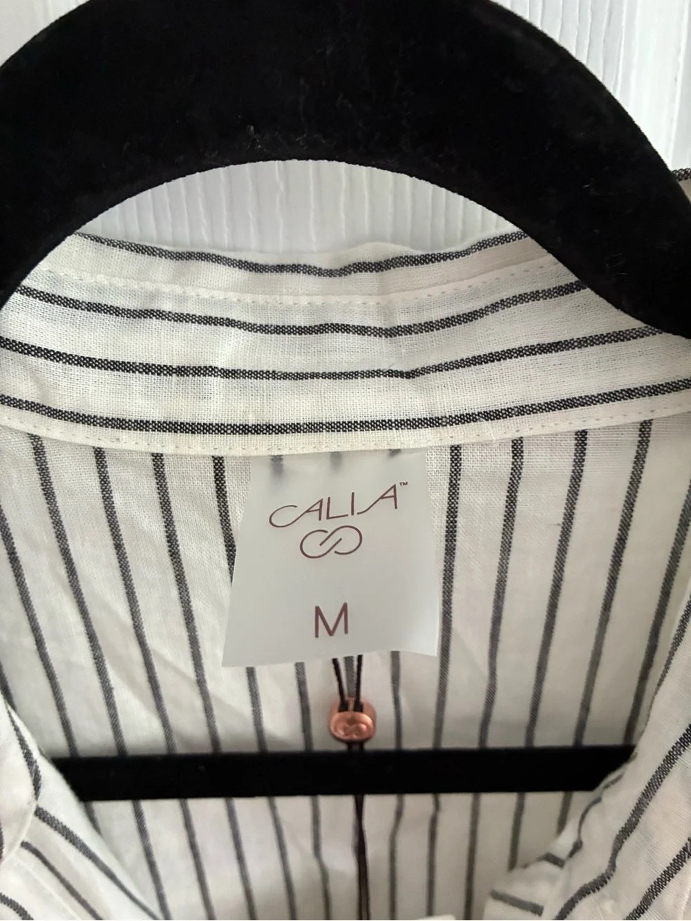 Calia Swim Coverup Dress Yucatan Stripe Ivory Linen Blend Button Down NWT Medium - Picture 10 of 15
